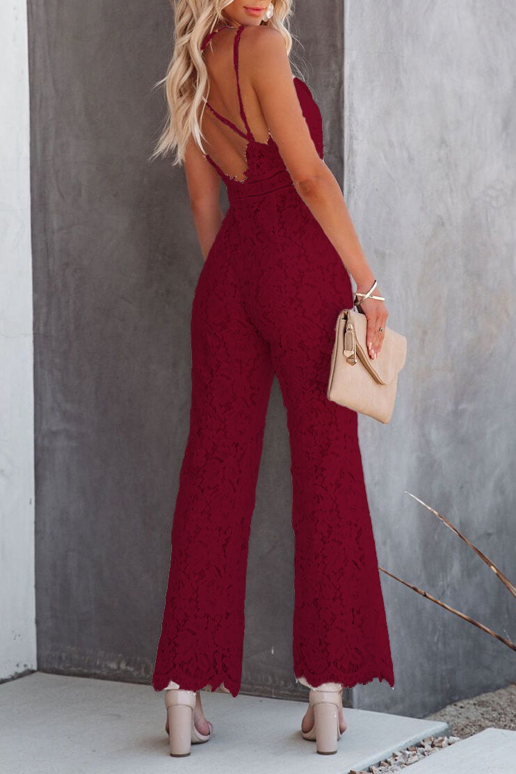 Center Of Attention Lace Jumpsuit