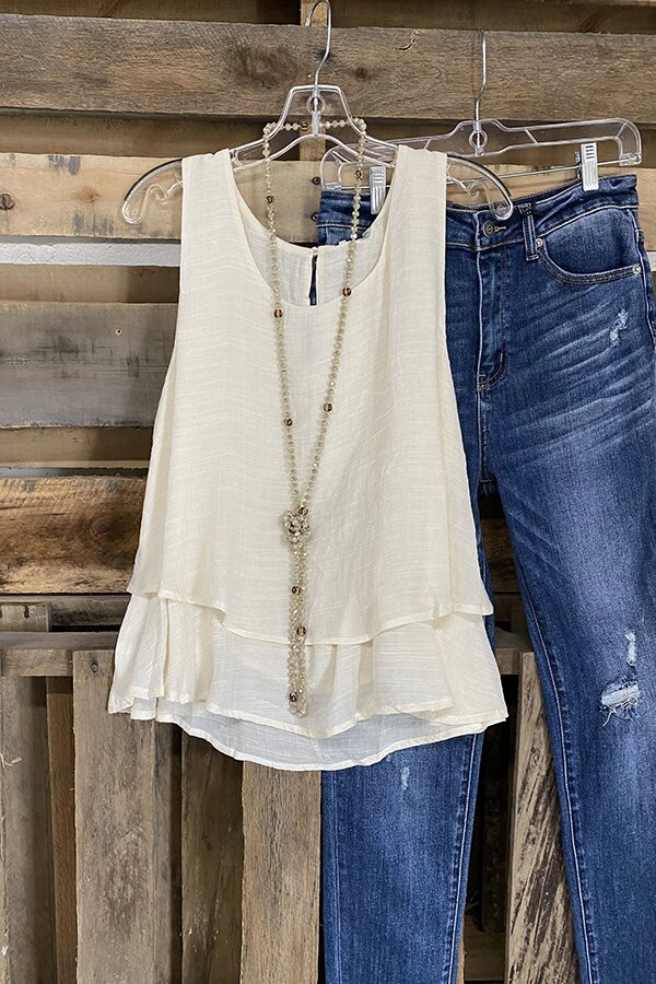 Linen-look Double Layer Vest